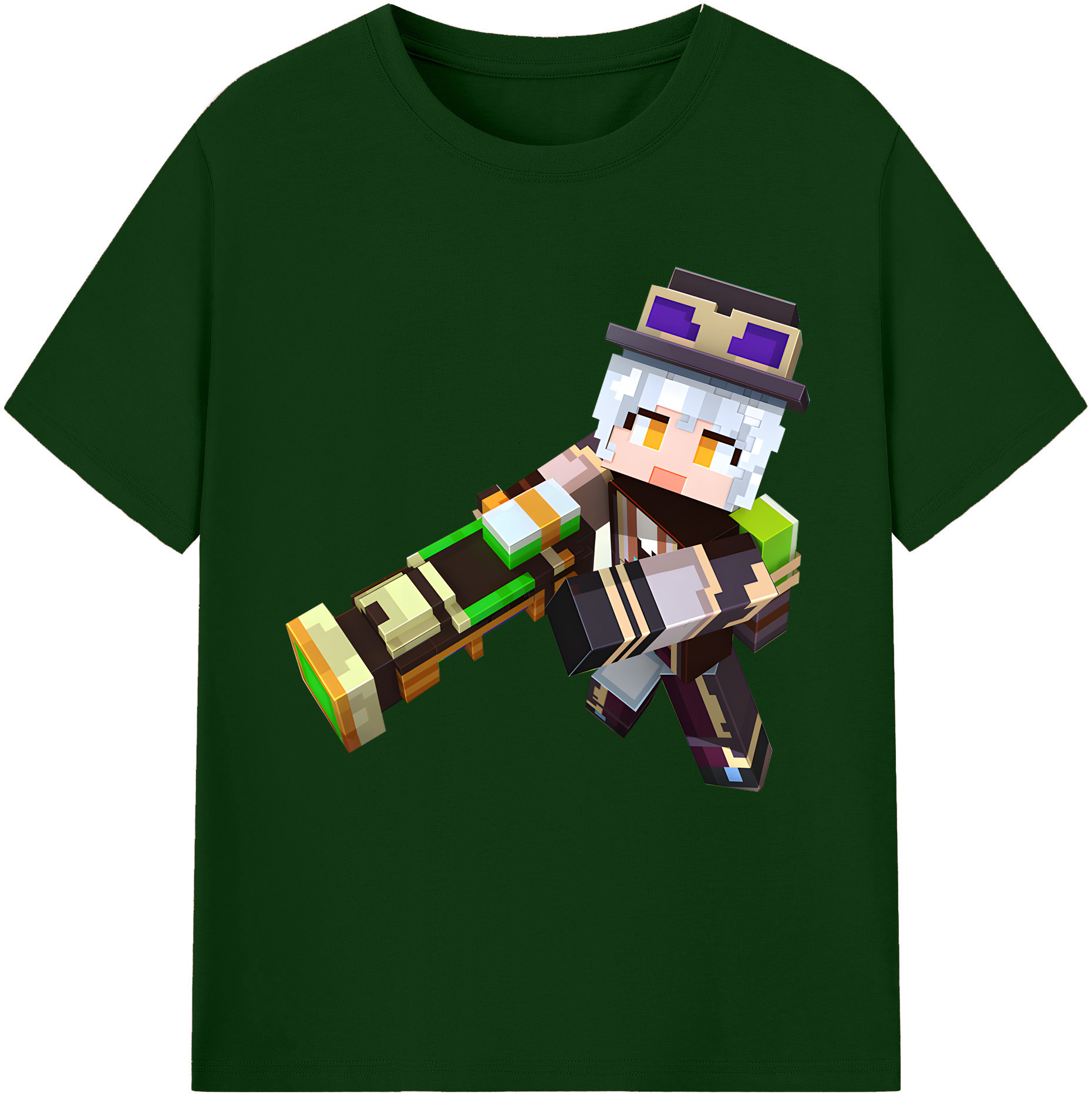 （画像用） マインクラフト ブロックの世界 Minecraft MC Block world 綿100％半袖Tシャツ（フロントプリント）
